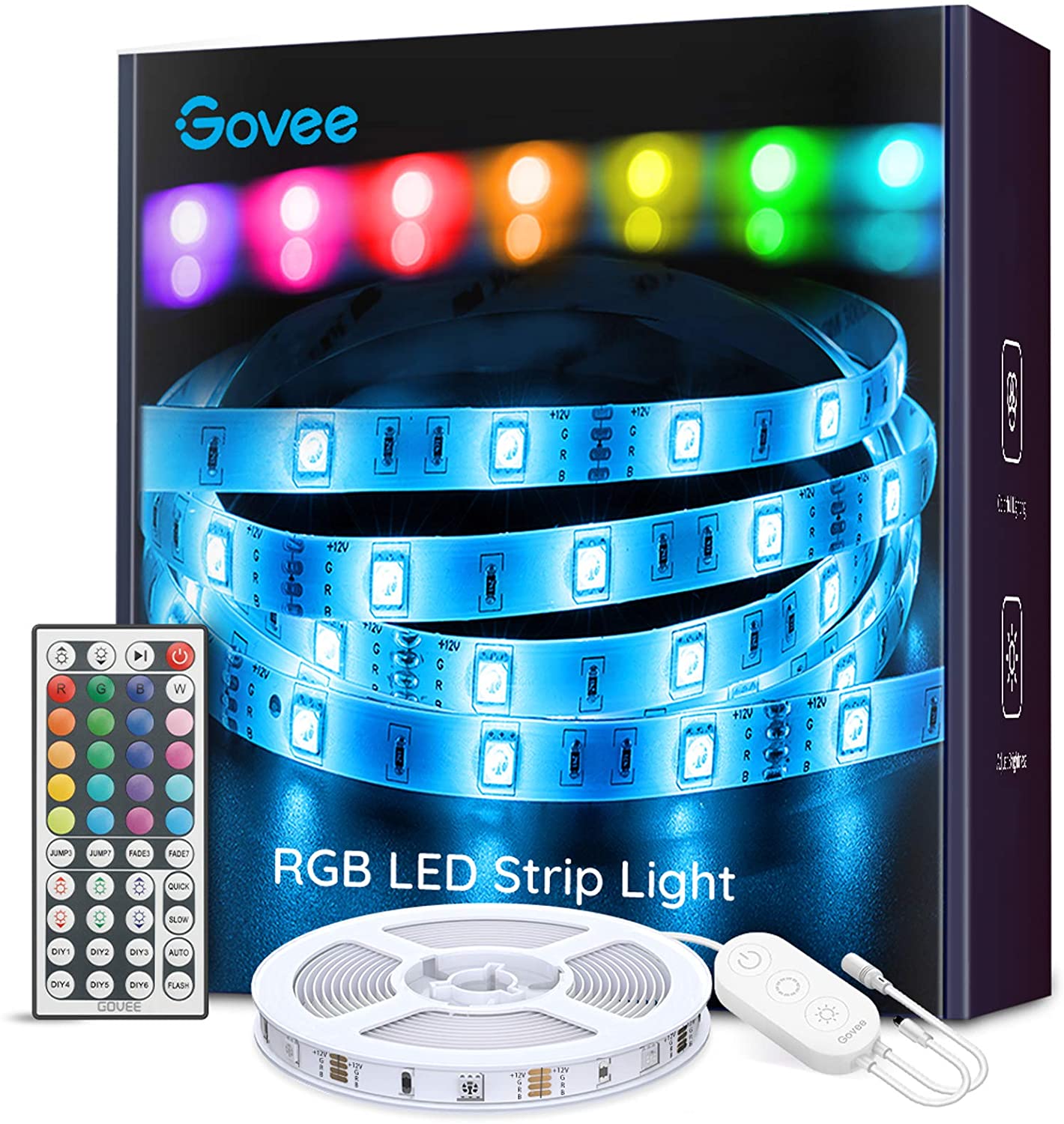 Govee Luces LED Coche, 4 * 22CM RGB Tiras LED Soporta Bluetooth App y Caja  de